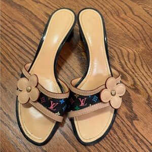 Louis Vuitton x Takashi Murakami Vintage 2003 Multicolor Monogram Sandals Heels